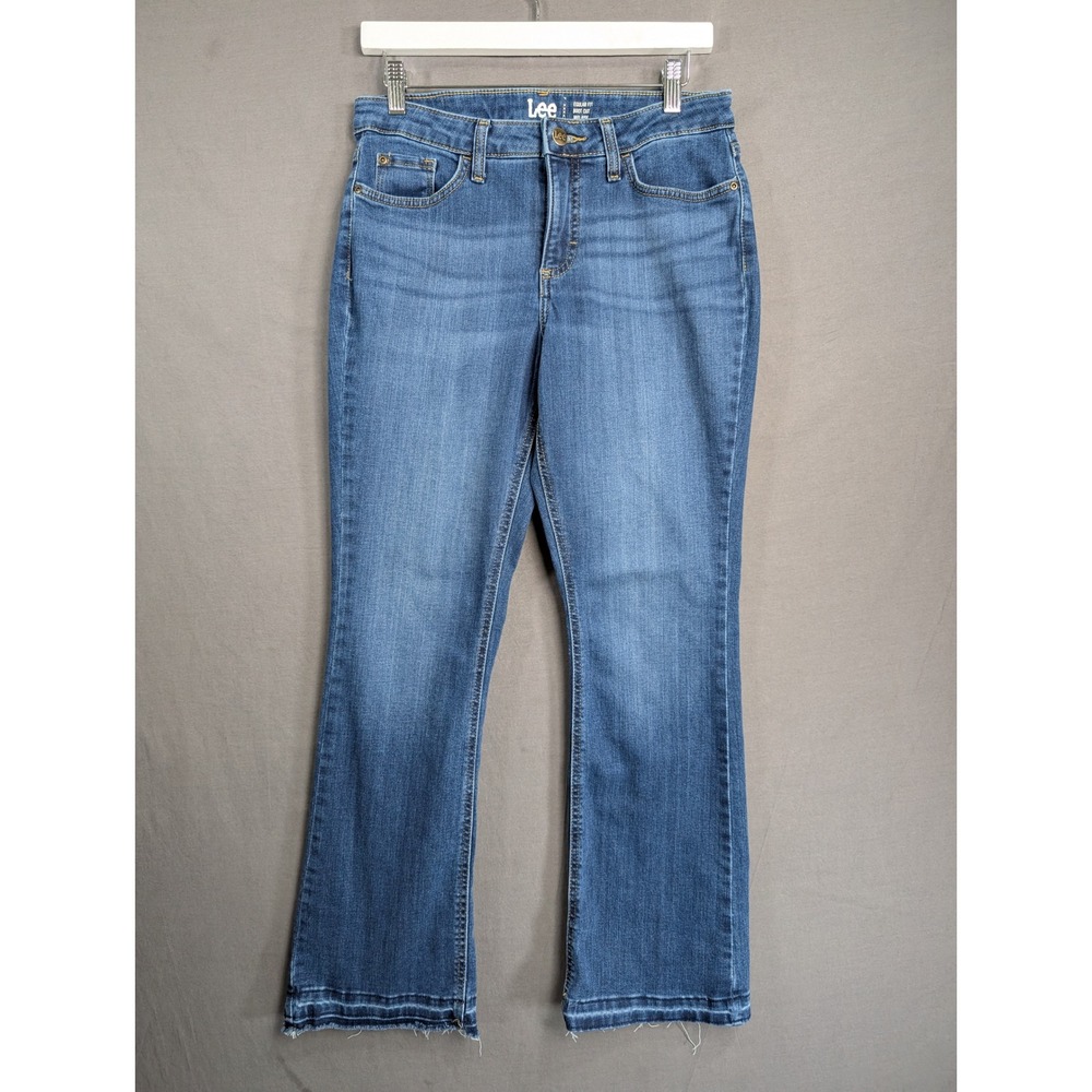 Lee Regular Fit Bootcut Mid Rise Jeans Blue 6P 101CMVEW9 Raw Hem Denim